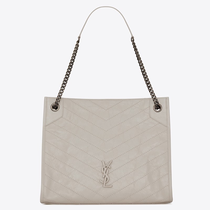 Saint Laurent Medium Niki Shopping Bag In White Leather 109