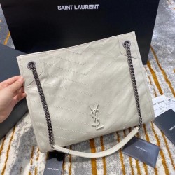 Saint Laurent Medium Niki Shopping Bag In White Leather 109