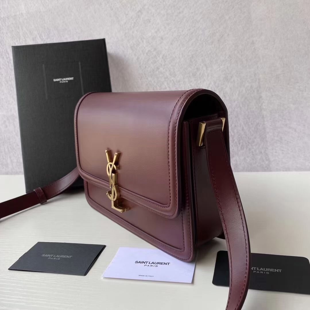 Saint Laurent Solferino Medium Bag In Bordeaux Calfskin 584