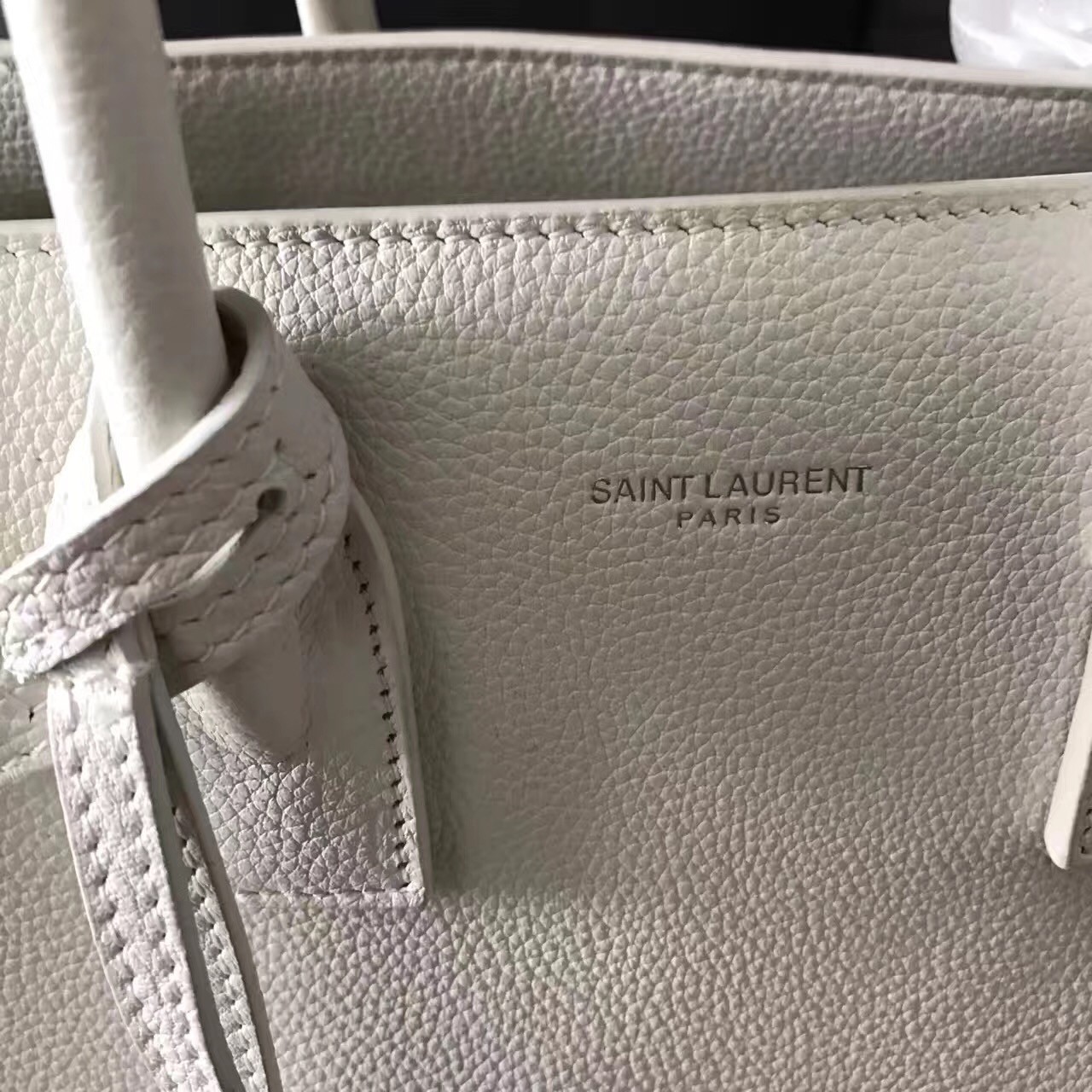 Saint Laurent Baby Sac de Jour Souple Bag In White Grained Leather 899