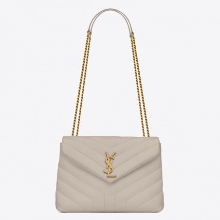 Saint Laurent Loulou Small Bag In White Matelasse Leather 903