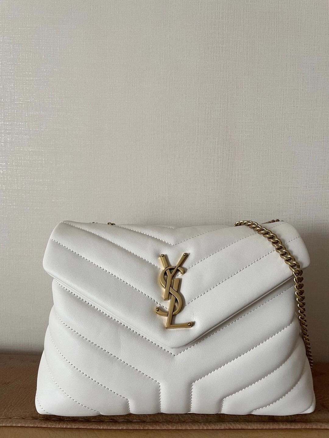 Saint Laurent Loulou Small Bag In White Matelasse Leather 903