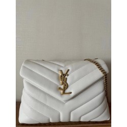 Saint Laurent Loulou Small Bag In White Matelasse Leather 903