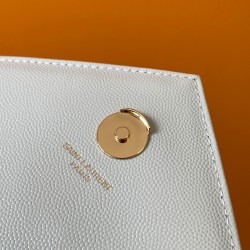 Saint Laurent Envelope Large Bag In White Matelasse Grained Leather 962