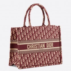 Dior Small Book Tote Bag In Bordeaux Oblique Canvas 226