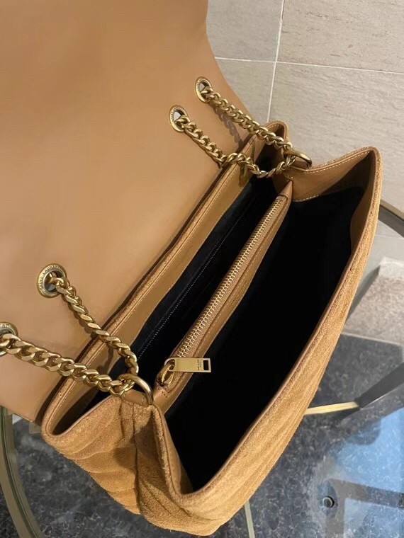 Saint Laurent Loulou Medium Bag In Brown Suede Leather 963