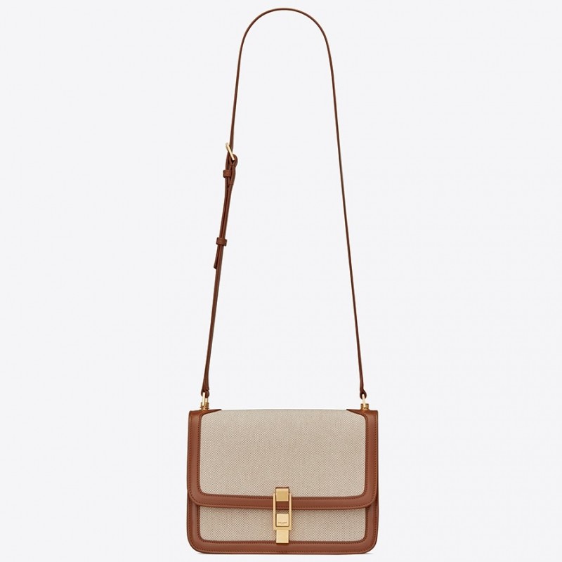 Saint Laurent Carre Satchel Bag In Beige Canvas 453