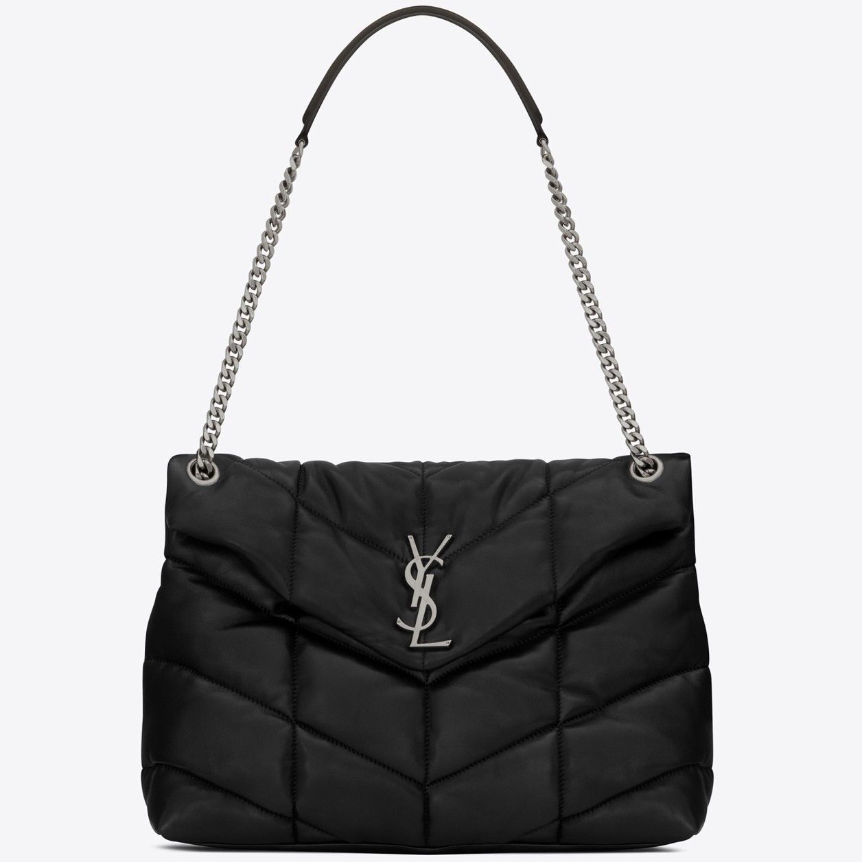 Saint Laurent Loulou Puffer Medium Bag In Black Lambskin 007