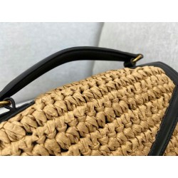 Saint Laurent Cassandra Mini Top Handle Bag In Raffia 822