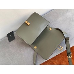 Saint Laurent Carre Satchel Bag In Olive Leather 873