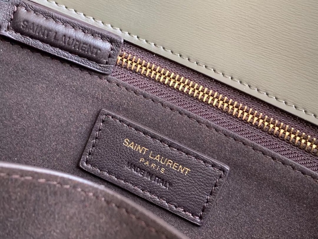 Saint Laurent Carre Satchel Bag In Olive Leather 873