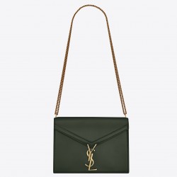 Saint Laurent Dark Green Cassandra Monogram Clasp Bag 219