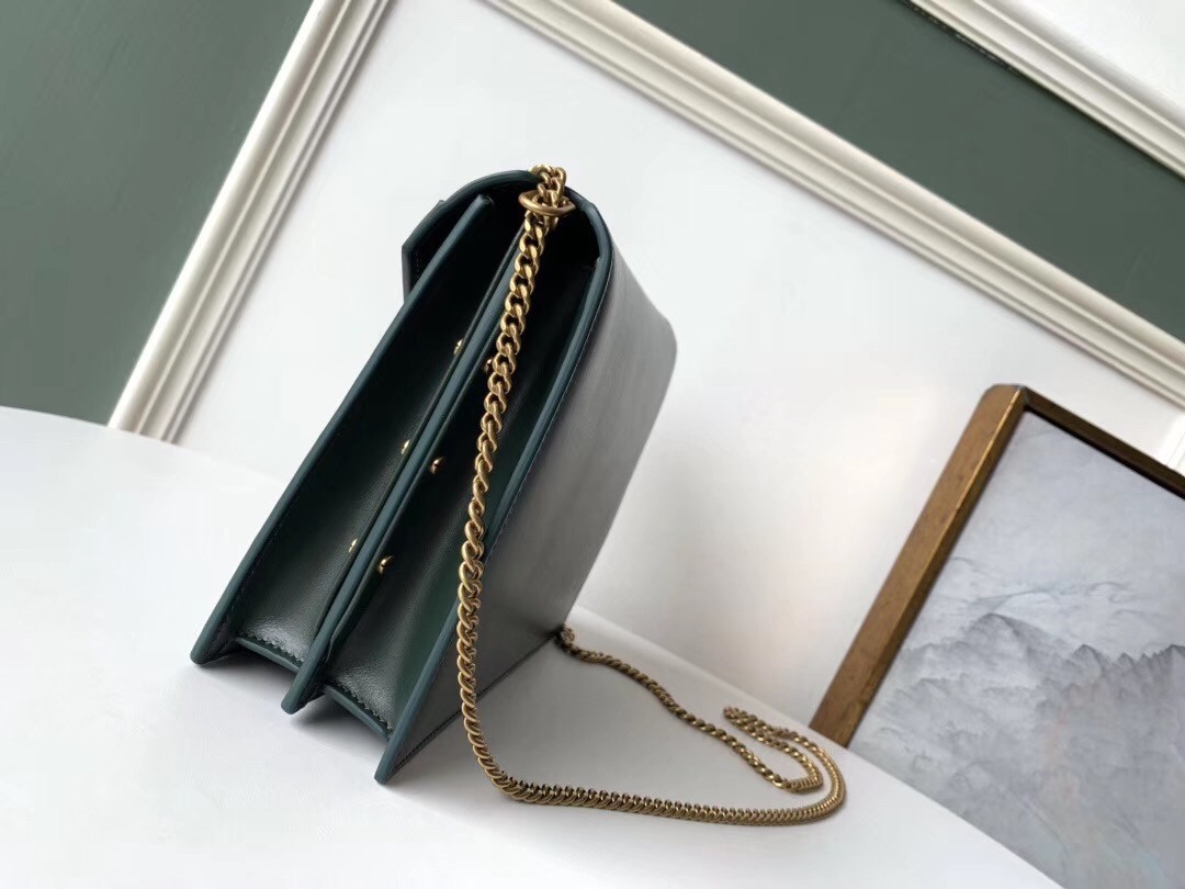 Saint Laurent Dark Green Cassandra Monogram Clasp Bag 219