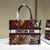 Dior Small Book Tote Bag In Red Phoenix Canvas 553