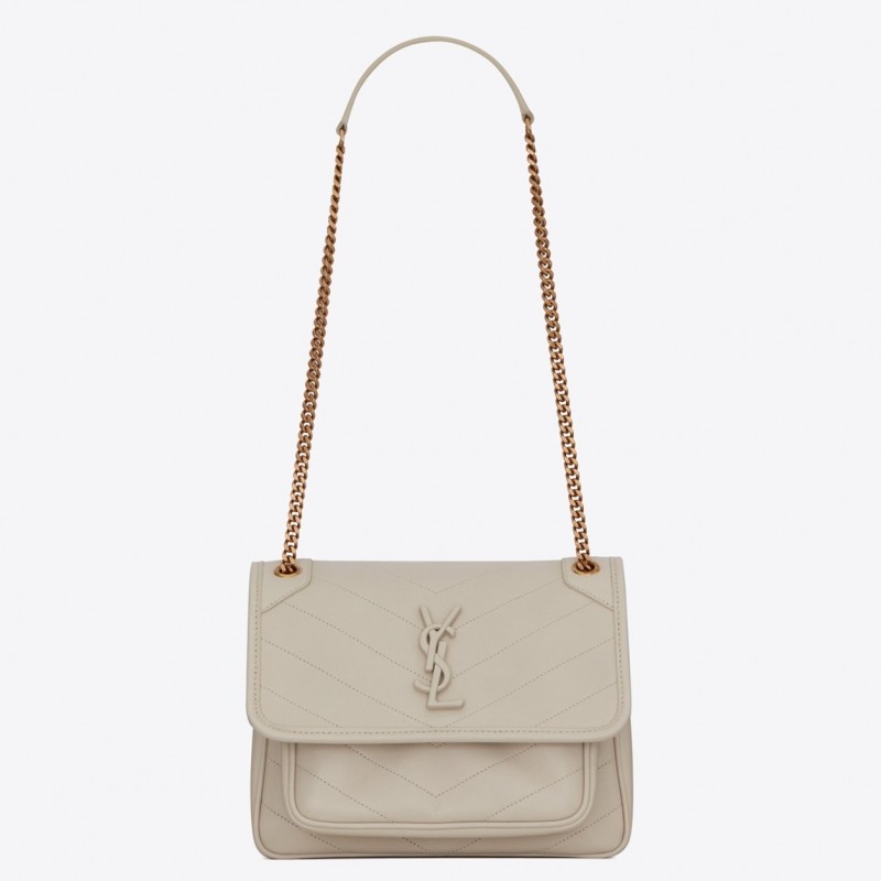 Saint Laurent Niki Baby Bag In White Lambskin 657