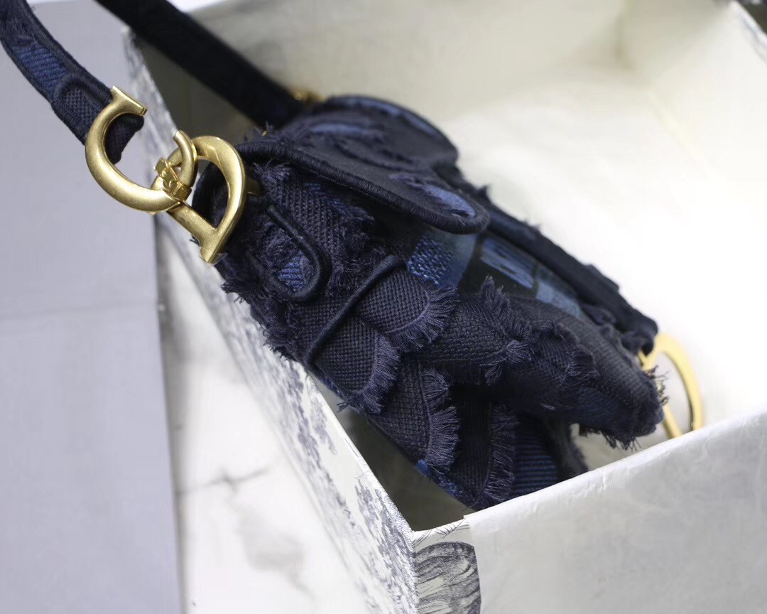 Dior Saddle Bag In Blue Camouflage Canvas 800