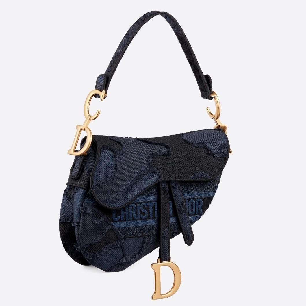 Dior Saddle Bag In Blue Camouflage Canvas 800