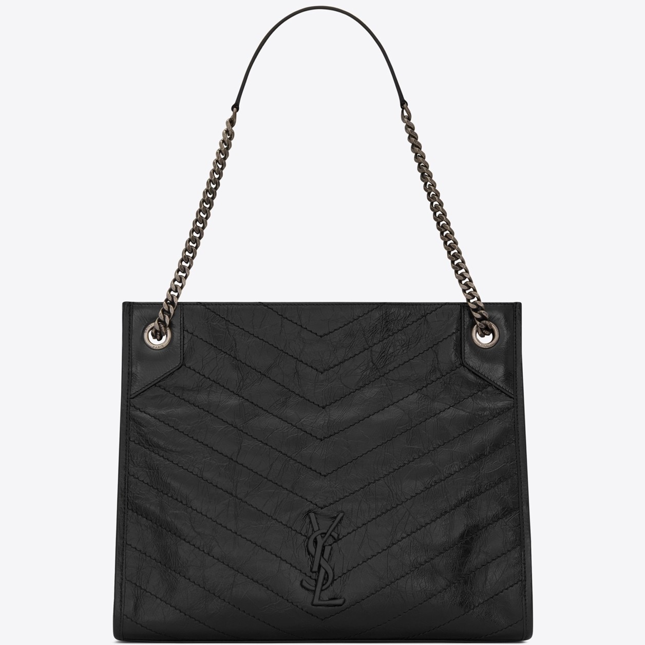 Saint Laurent Medium Niki Shopping Bag In Black Leather  753