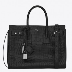 Saint Laurent Small Sac de Jour Souple Bag In Black Crocodile Leather 774
