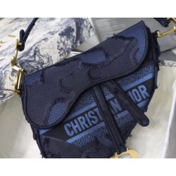 Dior Saddle Bag In Blue Camouflage Canvas 800