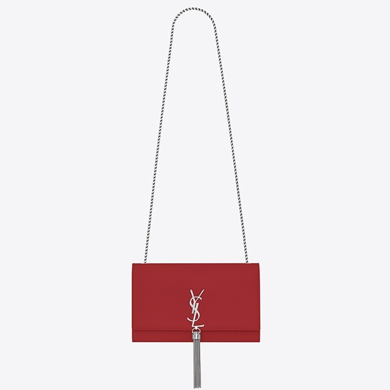 Saint Laurent Medium Kate Bag With Tassel In Red Grained Leather 996