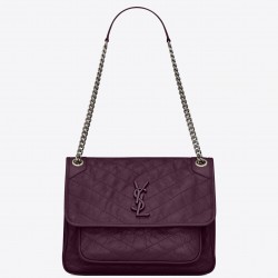 Saint Laurent Medium Niki Bag In Prunia Crinkled Leather 735
