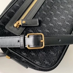 Saint Laurent Monogram All Over Camera Bag In Black Suede 771