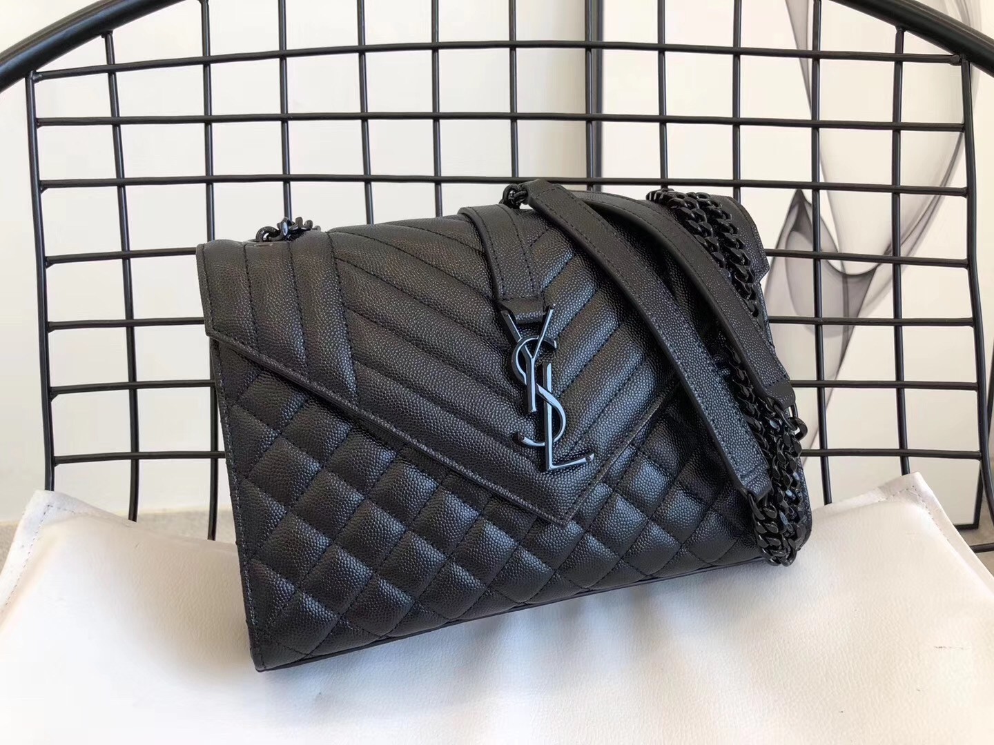 Saint Laurent Medium Envelope All Black Bag 804