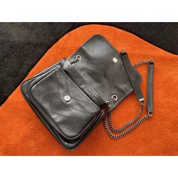 Saint Laurent Baby Niki Chain Bag In Black Crinkled Leather 824