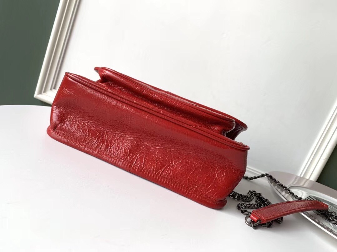 Saint Laurent Baby Niki Chain Bag In Red Crinkled Leather 848