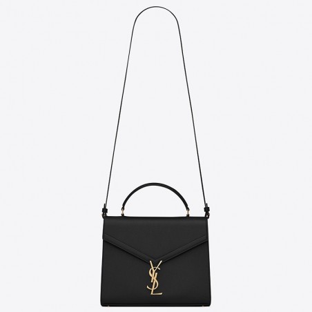 Saint Laurent Cassandra Medium Bag In Black Grained Leather 873