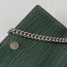 Saint Laurent Sunset Medium Bag In Green Crocodile Embossed Leather 899
