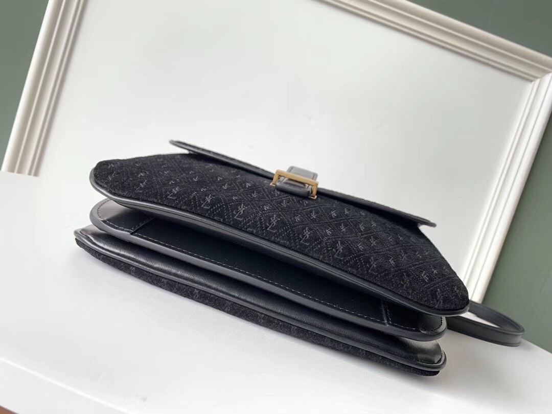 Saint Laurent Monogram All Over Small Satchel In Black Suede 958