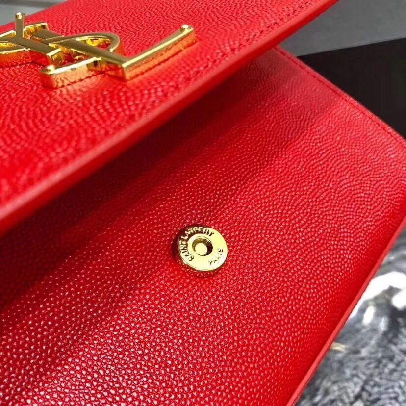 Saint Laurent Small Kate Bag In Red Grained Leather 997