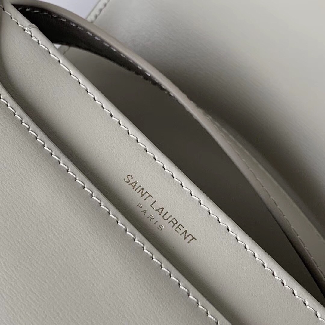 Saint Laurent LE 61 Small Saddle Bag In White Leather 055