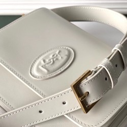 Saint Laurent LE 61 Small Saddle Bag In White Leather 055