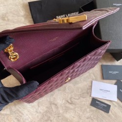 Saint Laurent Medium Envelope Bag In Bordeaux Grained Leather 131