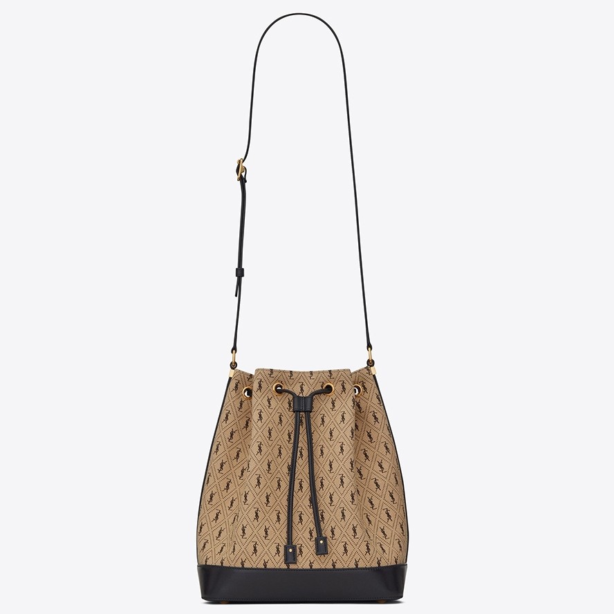 Saint Laurent Monogram All Over Bucket Bag In Canvas 153