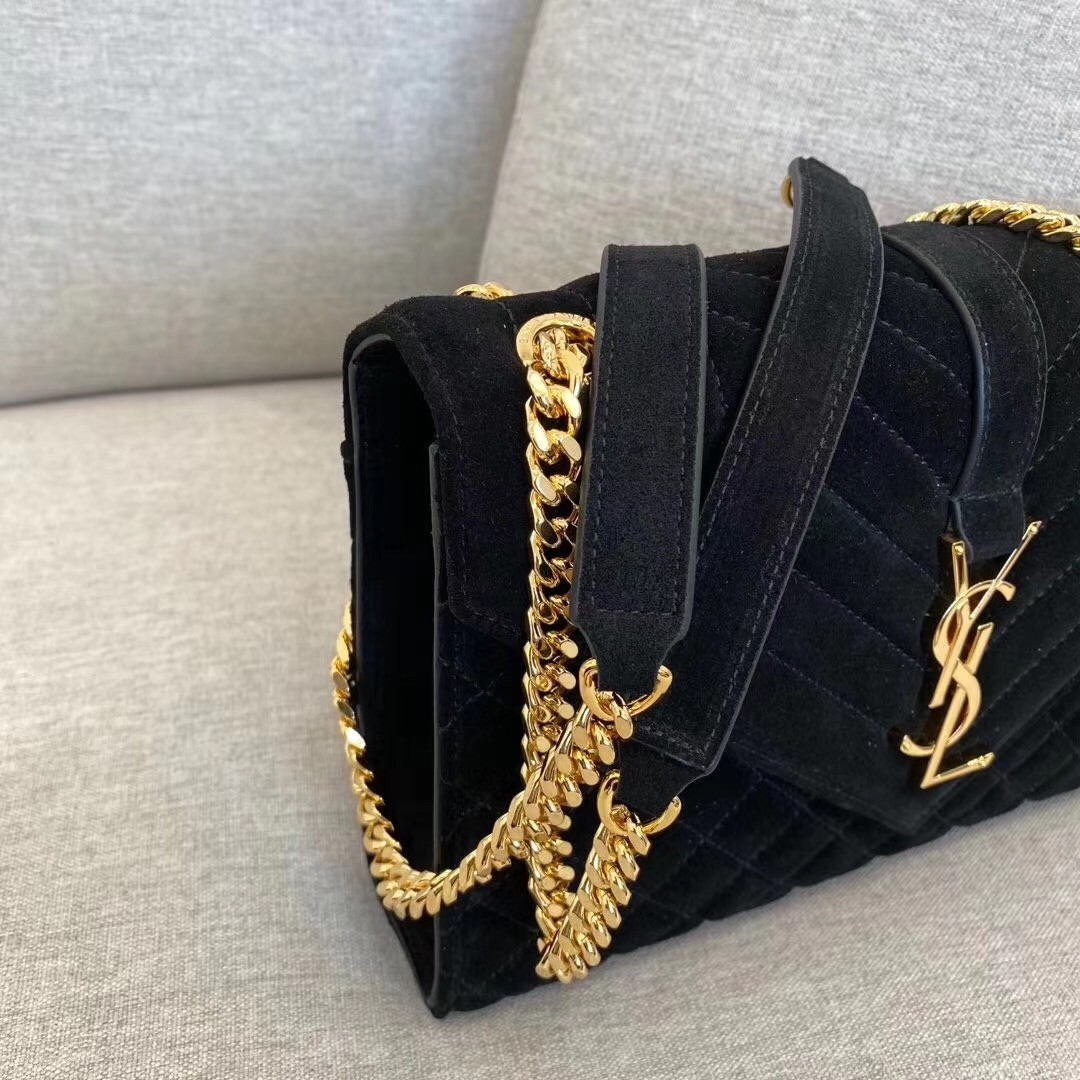 Saint Laurent Medium Envelope Bag In Black Suede 039