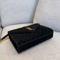 Saint Laurent Medium Envelope Bag In Black Suede 039