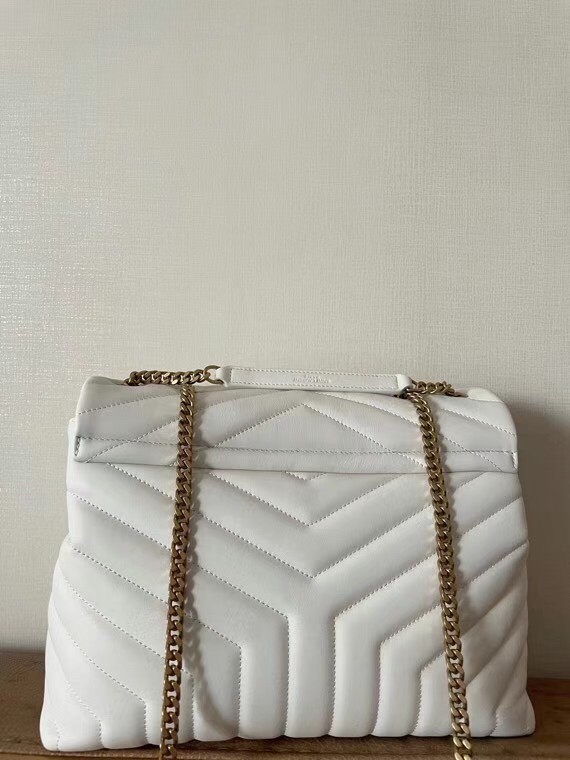 Saint Laurent Loulou Medium Bag In White Matelasse Leather 181