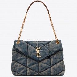 Saint Laurent Loulou Puffer Medium Bag In Vintage Denim 583