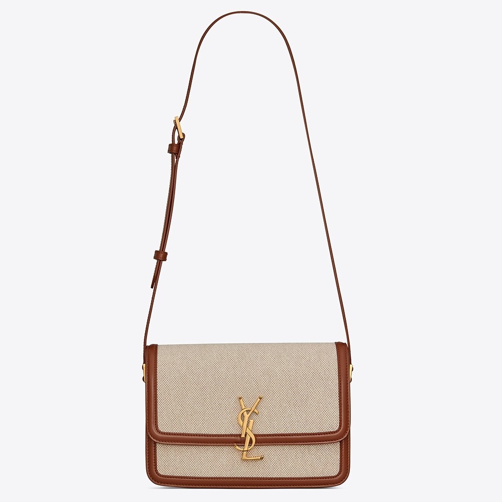 Saint Laurent Solferino Medium Bag In Canvas with Calfskin 819