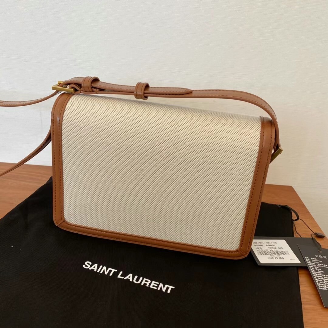 Saint Laurent Solferino Medium Bag In Canvas with Calfskin 819