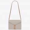 Saint Laurent Cassandra Clasp Bag In Blanc Grained Leather 926