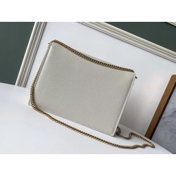 Saint Laurent Cassandra Clasp Bag In Blanc Grained Leather 926