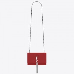 Saint Laurent Small Kate Tassel Bag In Red Grained Leather 691