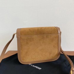 Saint Laurent Solferino Medium Soft Bag In Brown Suede 739