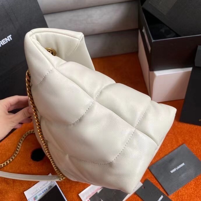 Saint Laurent Loulou Puffer Medium Bag In Ivory Lambskin 760