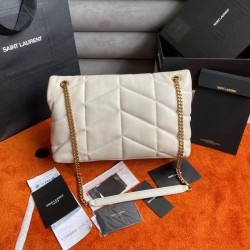 Saint Laurent Loulou Puffer Medium Bag In Ivory Lambskin 760